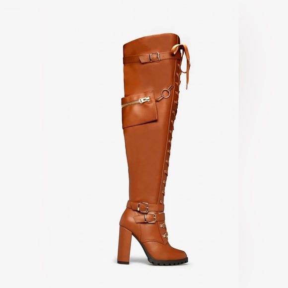 Cognac Thigh High Boots - Picture 4 of 4